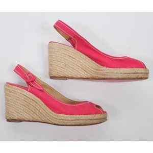 39 US 9 Christian Louboutin wedge espadrille slingback open toe red